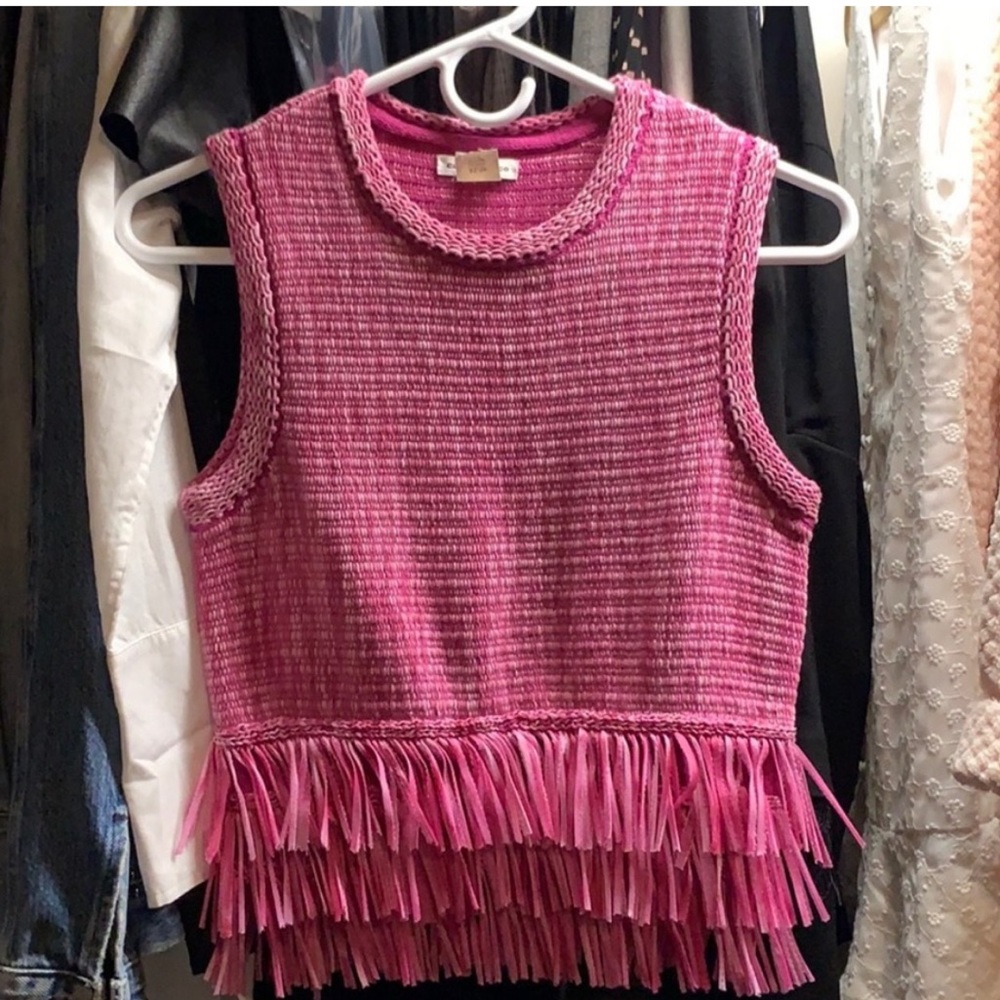 Club Monaco Pink fringe top